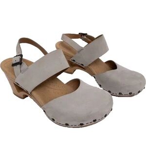 Dansko Gray Women's Thea Ankle Strap Wooden Mules Clog Sandals Size 37